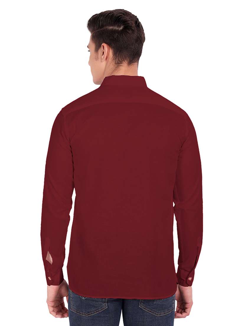 maroon solid short kurta - 18454654 - Standard Image - 2