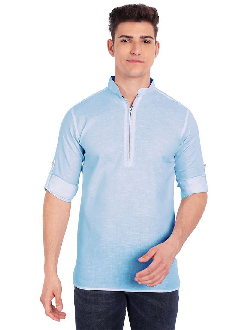 light blue solid short kurta