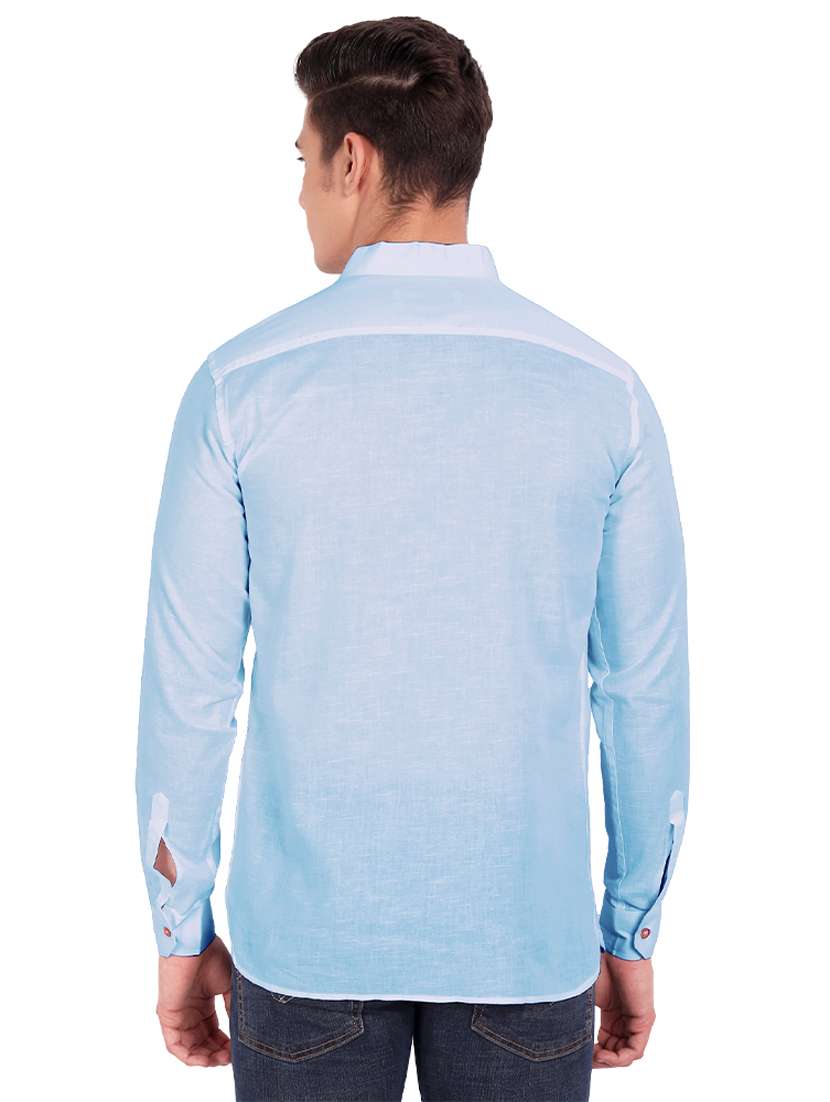light blue solid short kurta - 18454659 -  Standard Image - 2