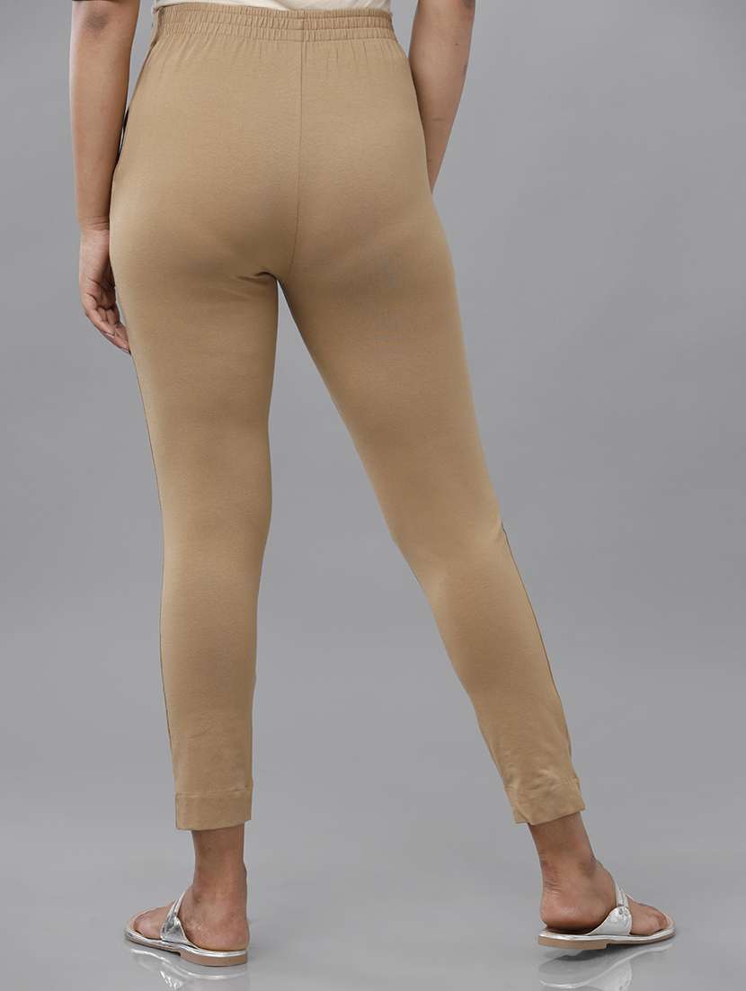beige solid tapered pant - 18455266 -  Standard Image - 2