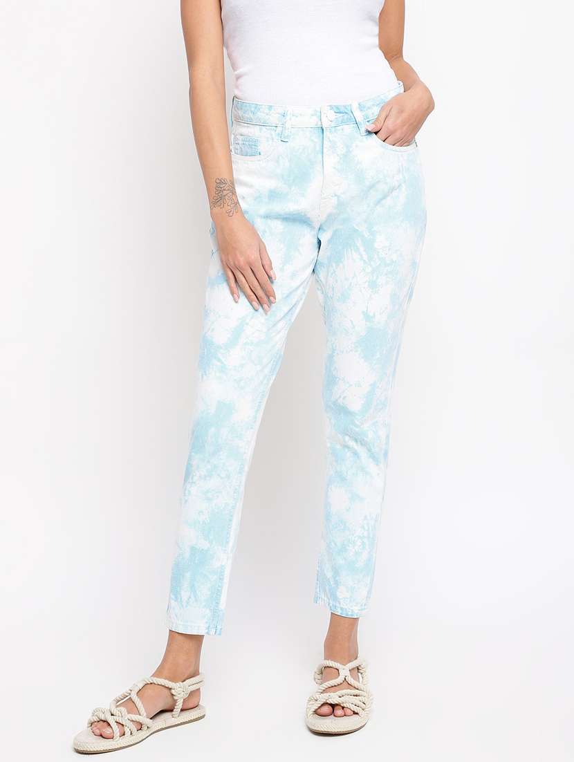 women's tie & dye slim fit jeans