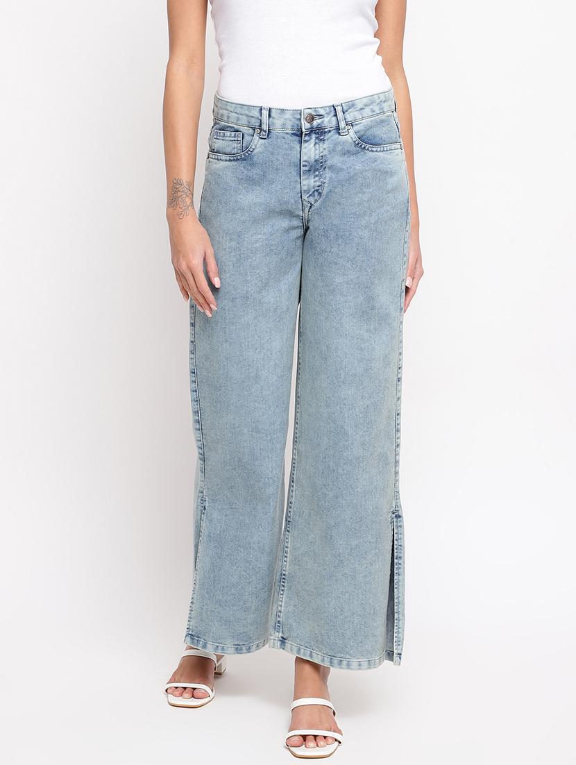 women's plain wide leg jeans