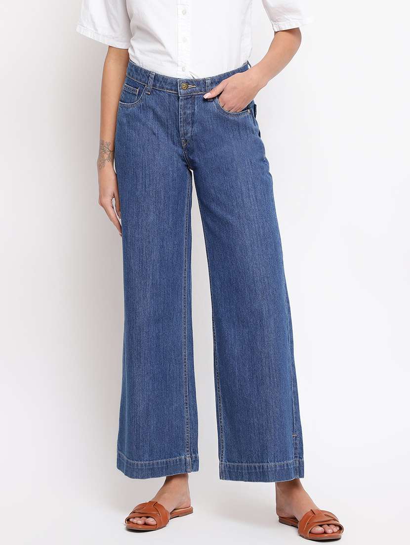 women's plain wide leg jeans