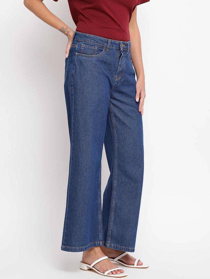women's plain wide leg jeans - 18455874 - Standard Image - 2