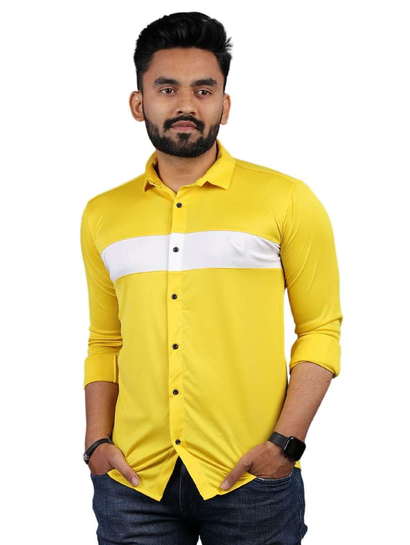 yellow cut and sew casual shirt