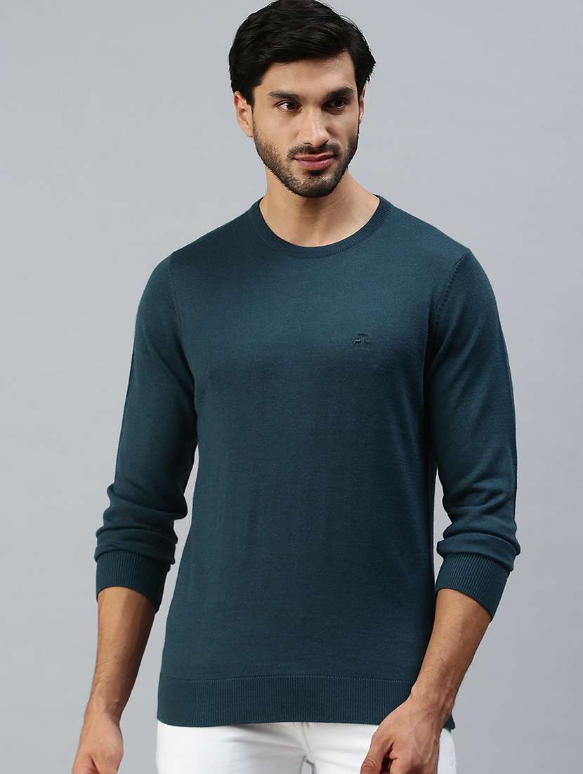 teal solid pullover