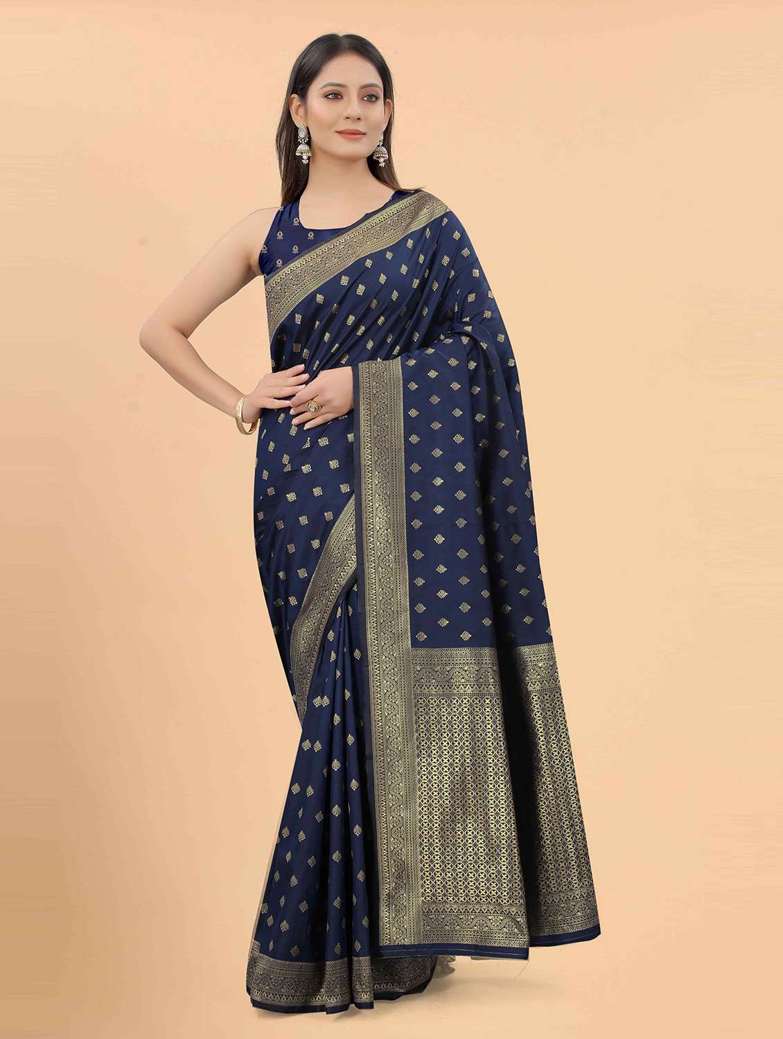 golden zari work banarasi saree with blouse