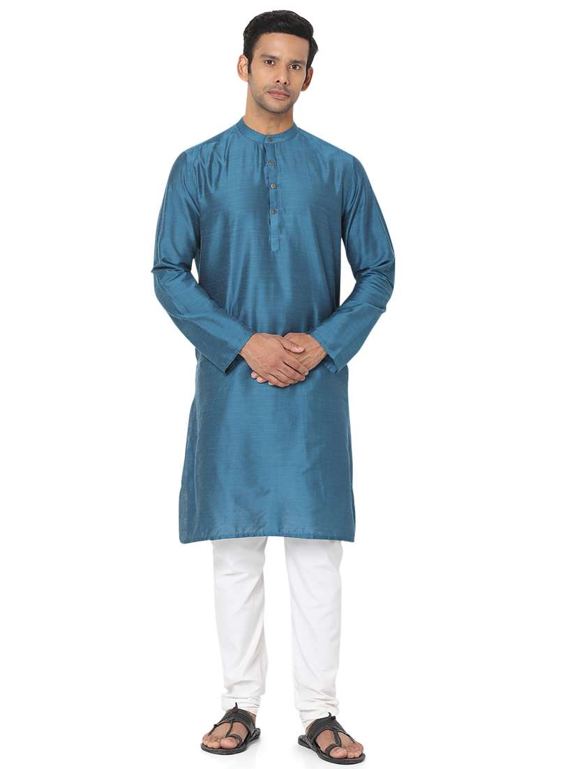 blue solid medium kurta