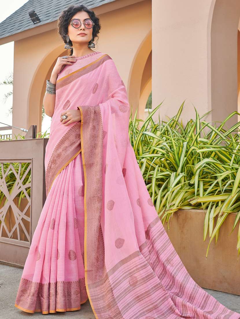 golden zari work woven saree