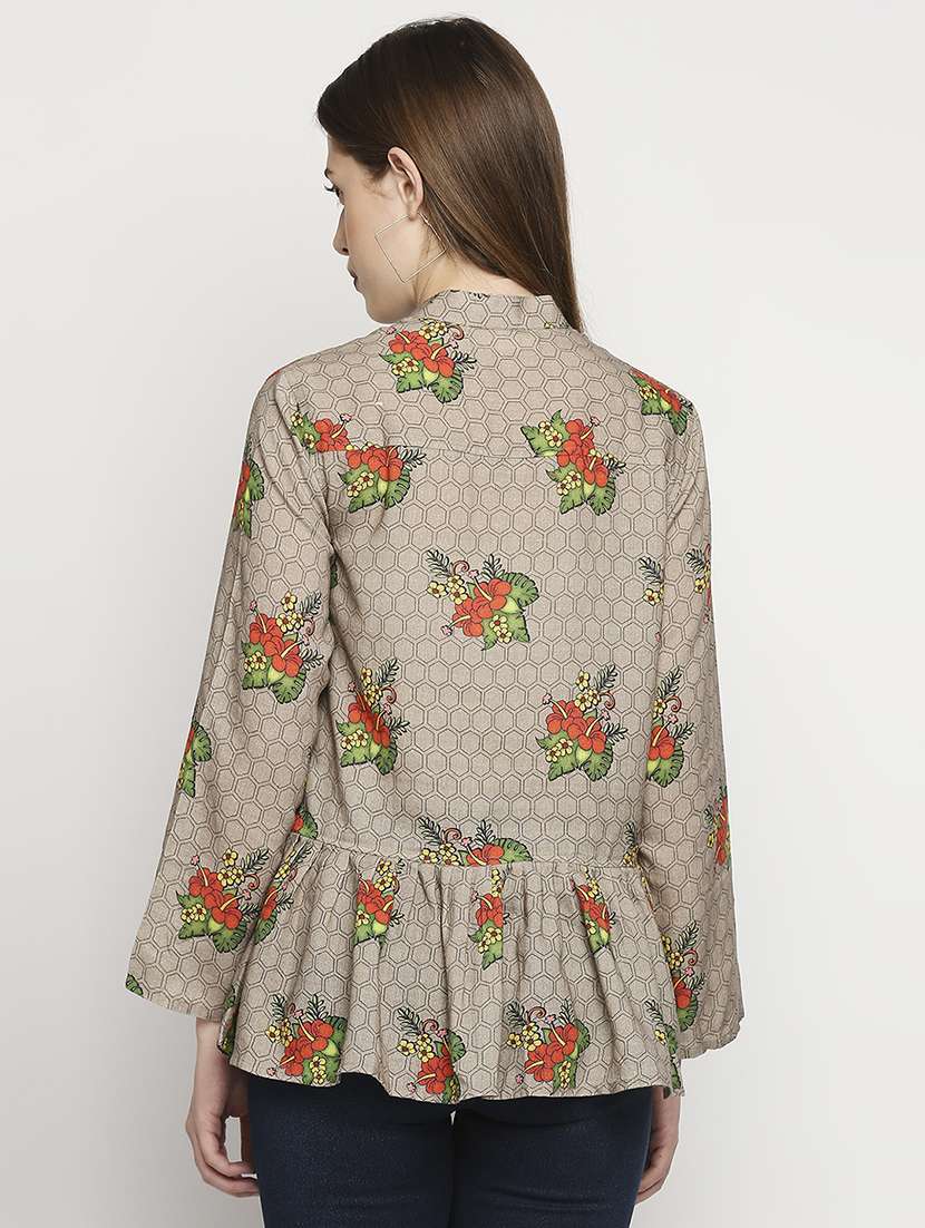 long sleeved floral peplum top - 18458340 - Standard Image - 2