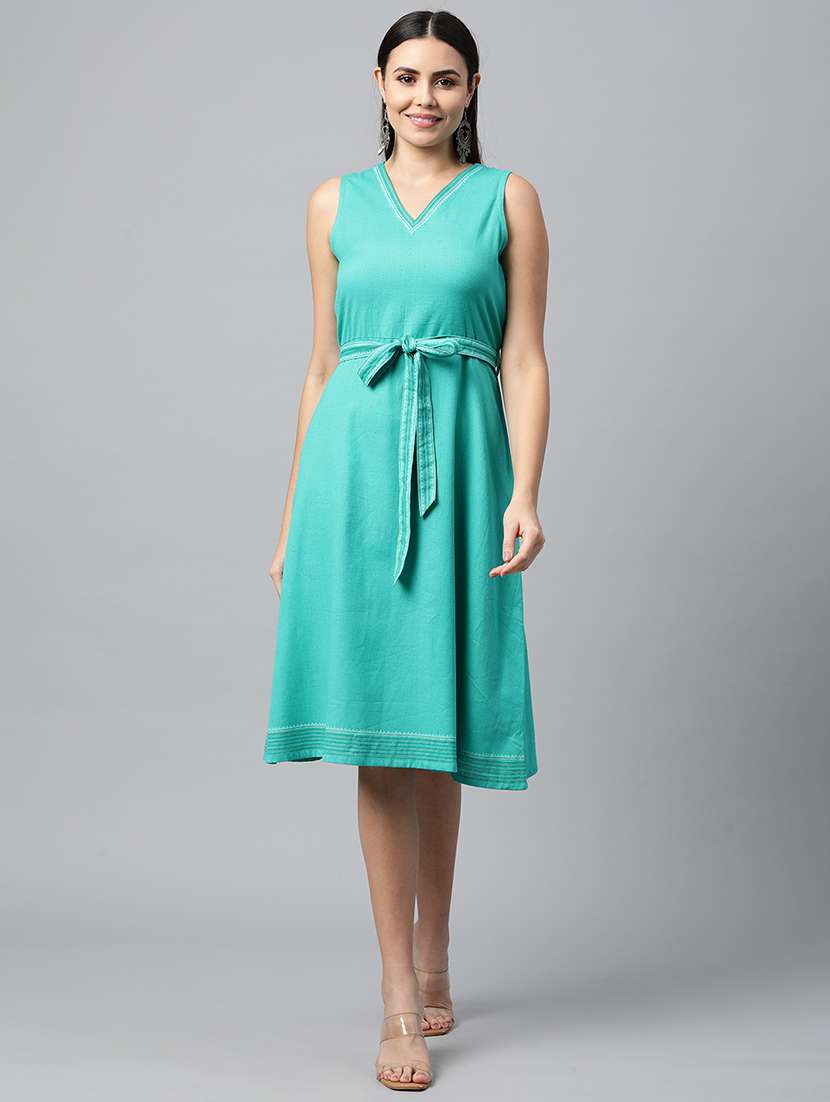 women's fit & flare solid dress