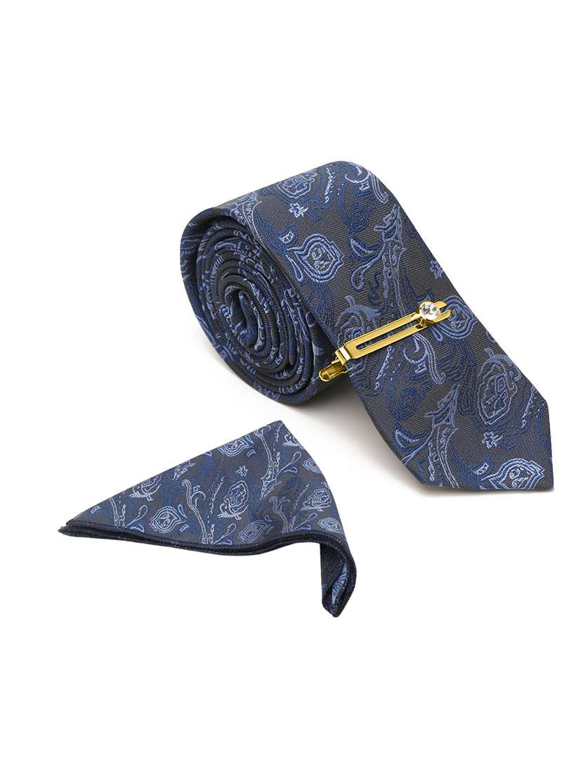 royal blue silk self design tie