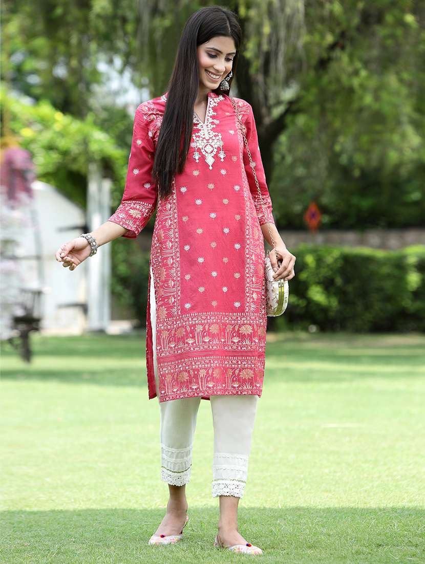 embroidered straight kurta