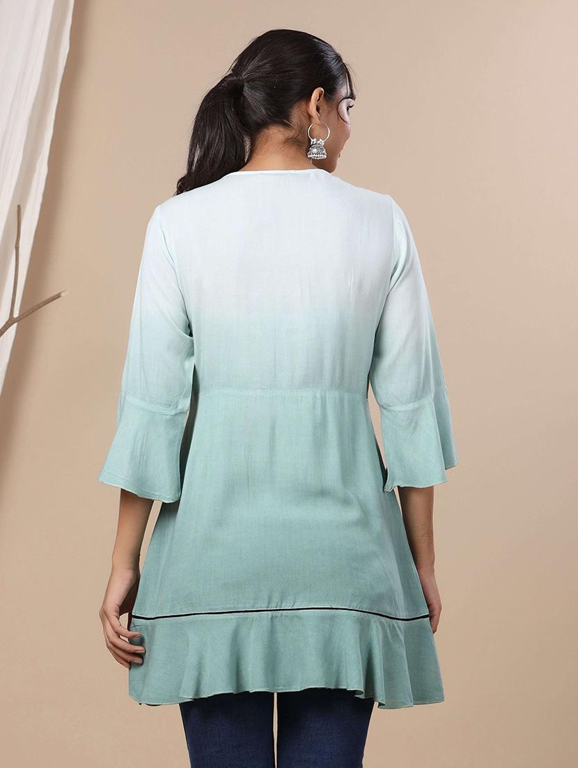 tie up neck embroidered detail tunic - 18458831 - Standard Image - 2