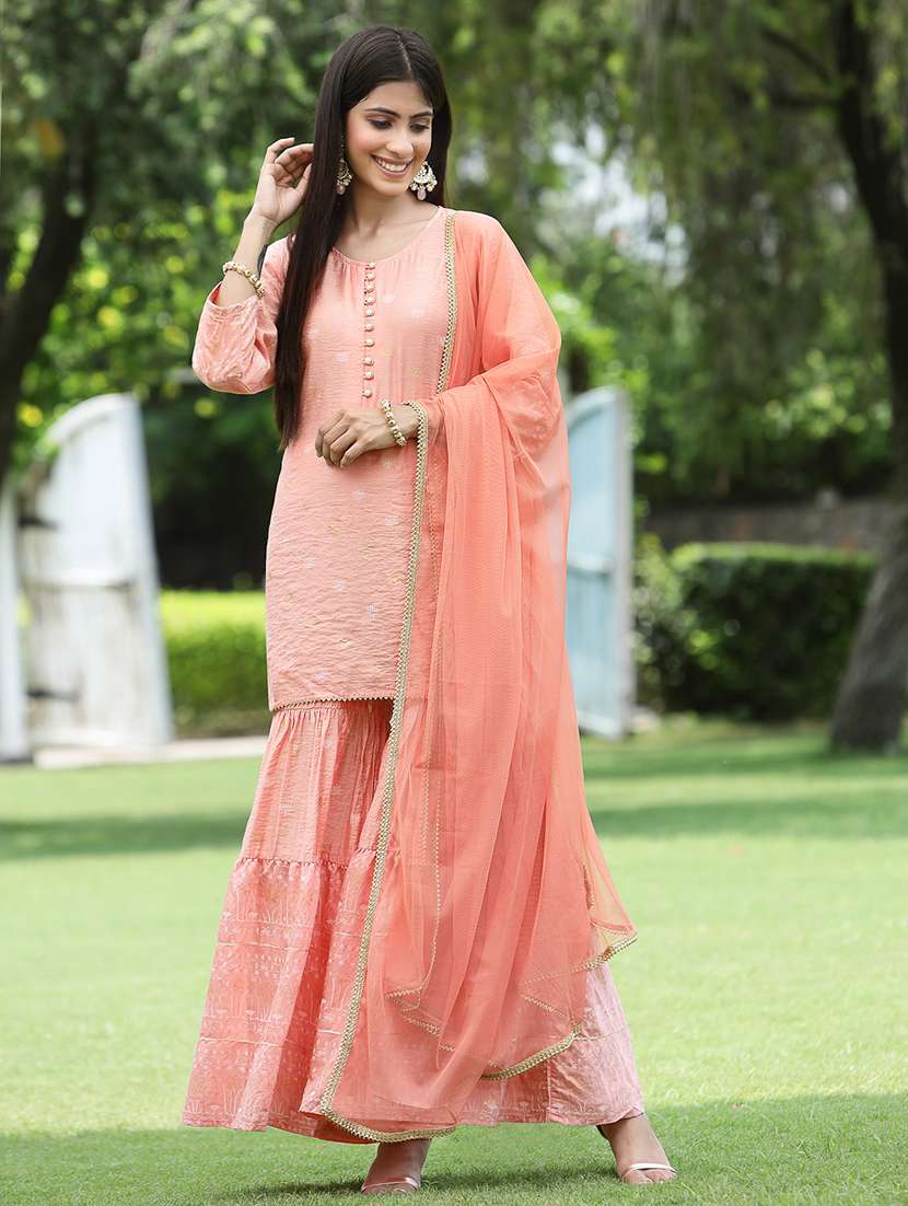 women kurta sharara set with dupatta - 18458872 - Zoom Image - 0