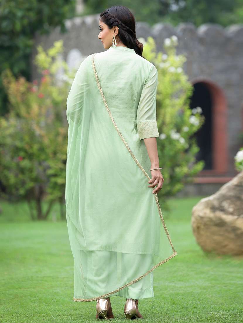 embroidered kurta palazzo set with dupatta - 18458873 - Standard Image - 2