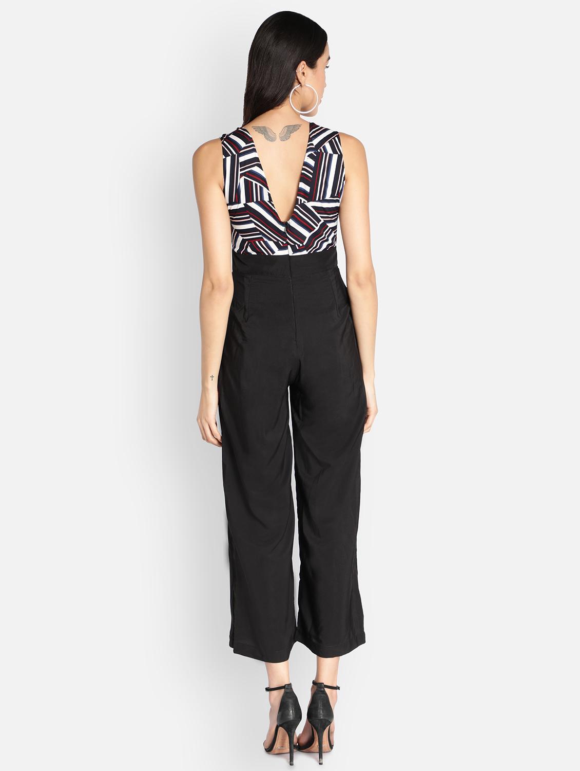 v-neck printed full leg jumpsuit - 18458960 - Standard Image - 2