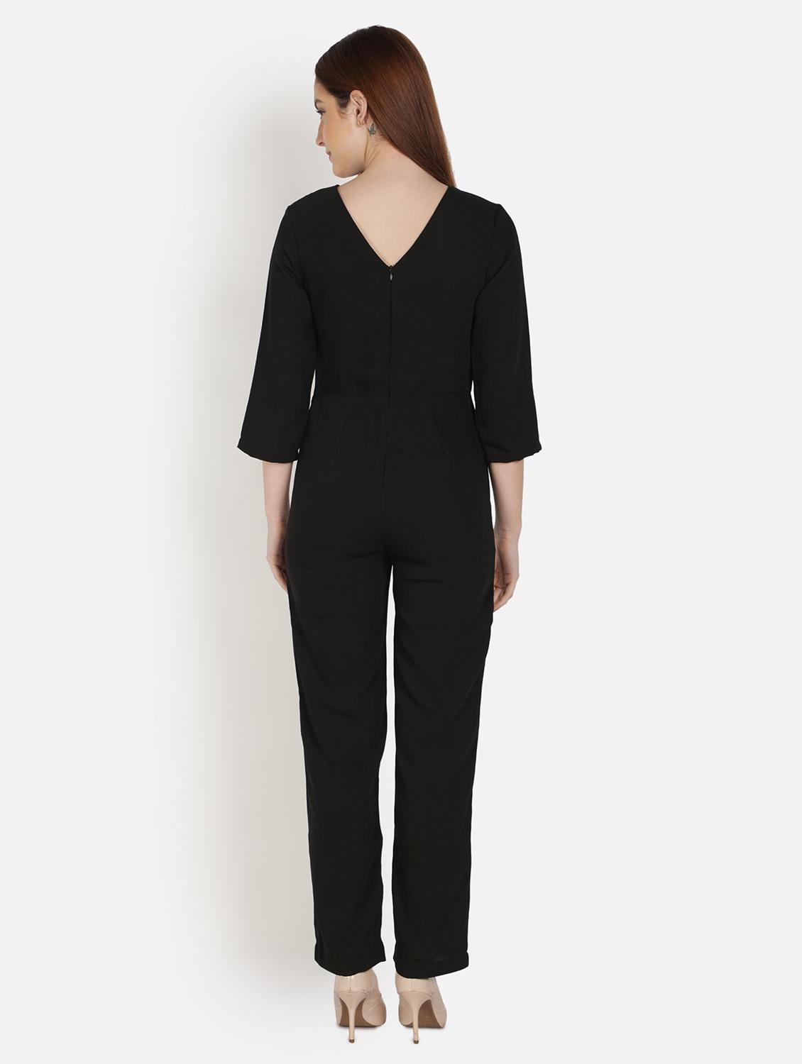 overlap neck printed full leg jumpsuit - 18458964 - Standard Image - 2