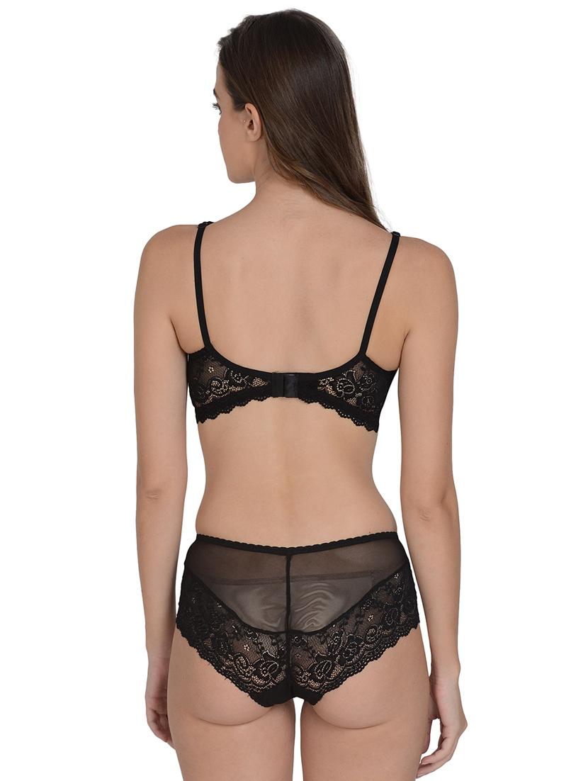 black lace detail bra & panty set - 18459243 - Standard Image - 2