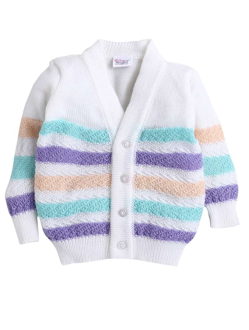 boys white striped sweater with cap & socks
