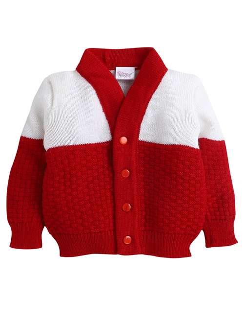 boys maroon color block sweater with cap & socks - 18460386 -  Standard Image - 0