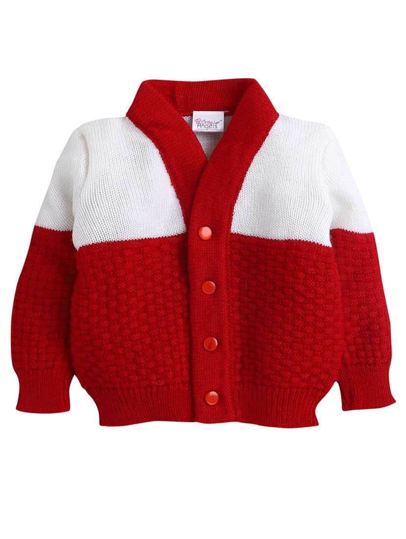 boys maroon color block sweater with cap & socks - 18460386 -  Zoom Image - 0