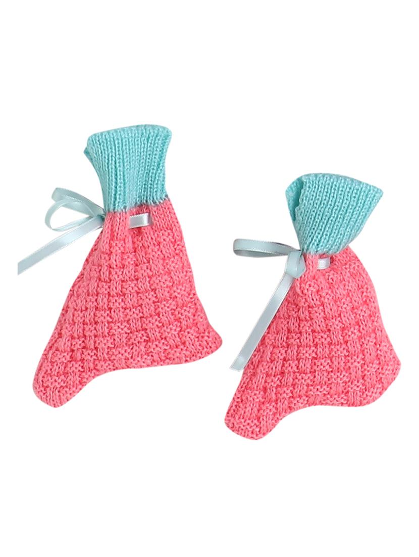 girls pink color block sweater with cap & socks - 18460394 - Standard Image - 2