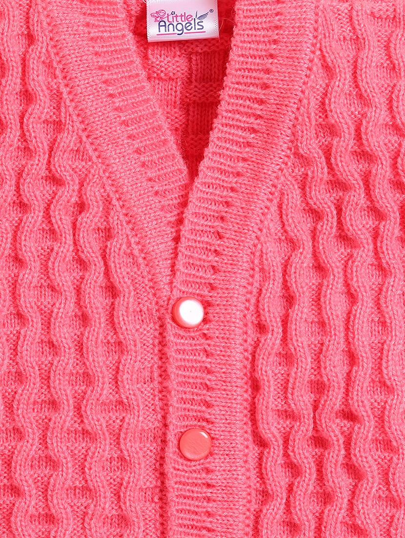 girls pink woven cardigan - 18460399 - Standard Image - 2