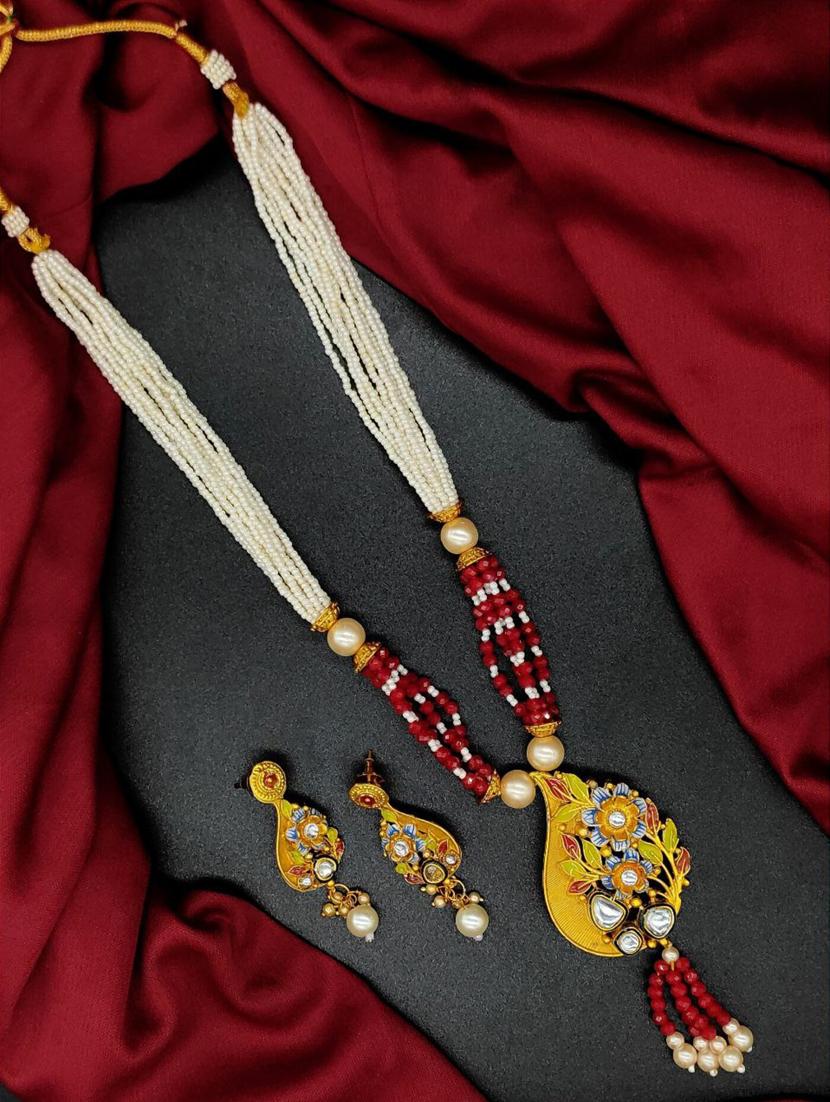  green multistrand beaded kundan gold plated necklace & earring set for women ns_1773_bl_275 - 18460470 -  Zoom Image - 0