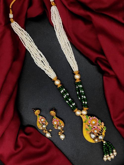 ruby multistrand beaded kundan gold plated necklace & earring set for women ns_1773_g_275 - 18460471 - Standard Image - 0