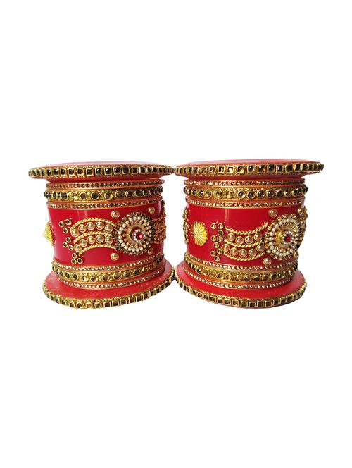red designer chuda set for women - 18460529 -  Standard Image - 0