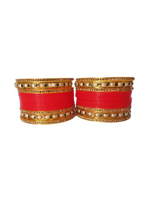 red designer chuda set for women - 18460531 -  Standard Image - 0