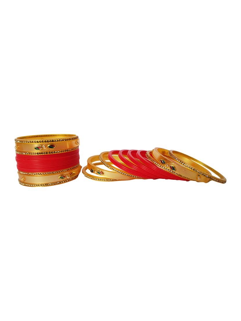 red designer chuda set for women - 18460532 - Standard Image - 2
