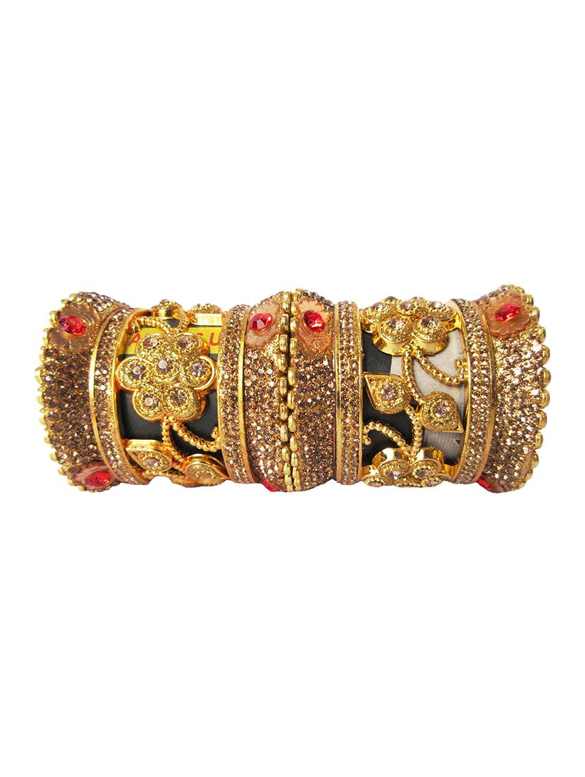 gold designer chuda set for women/girls - 18460542 - Standard Image - 2