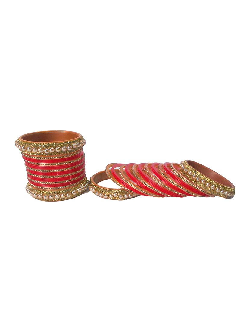 red designer chuda set for women/girls - 18460547 - Standard Image - 2