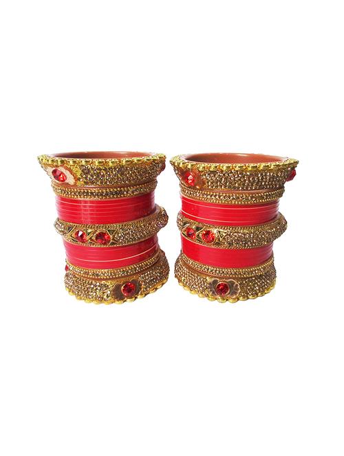 red designer chuda set for women/girls - 18460550 - Standard Image - 0