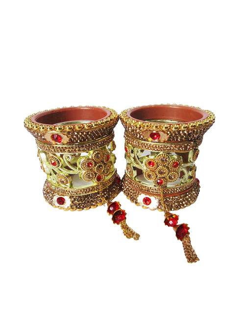 gold designer chuda set for women/girls - 18460552 - Standard Image - 0
