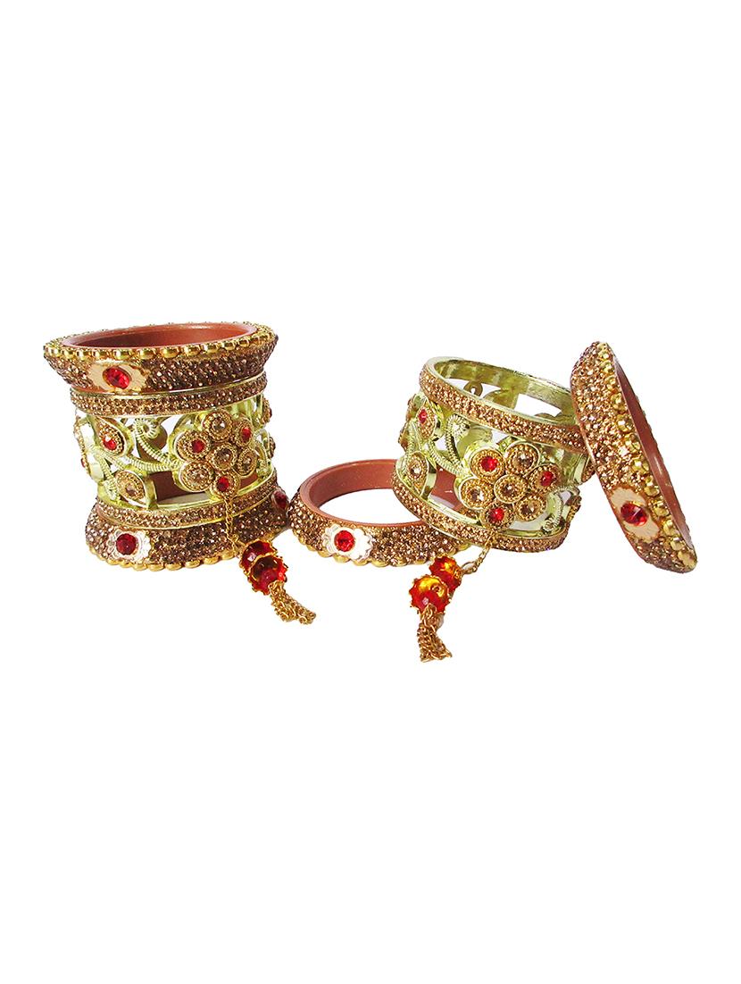gold designer chuda set for women/girls - 18460552 - Standard Image - 2