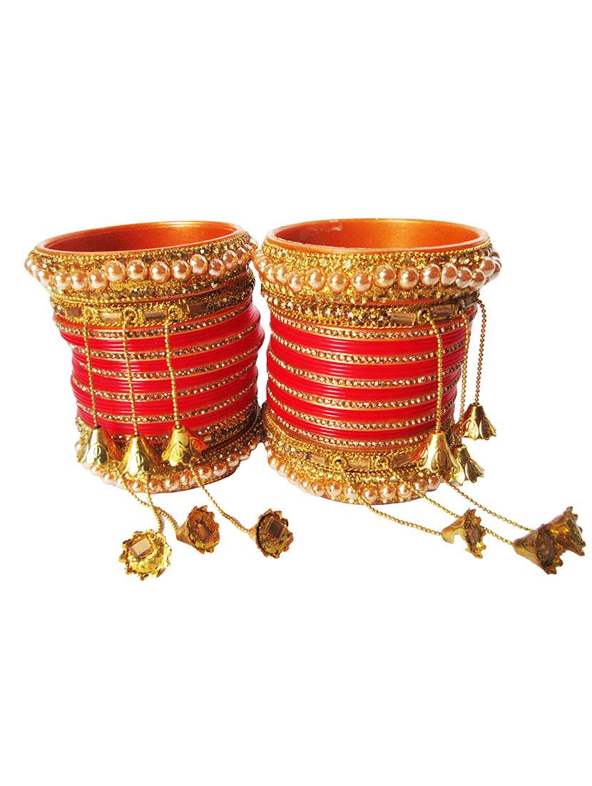 red designer chuda set for women/girls