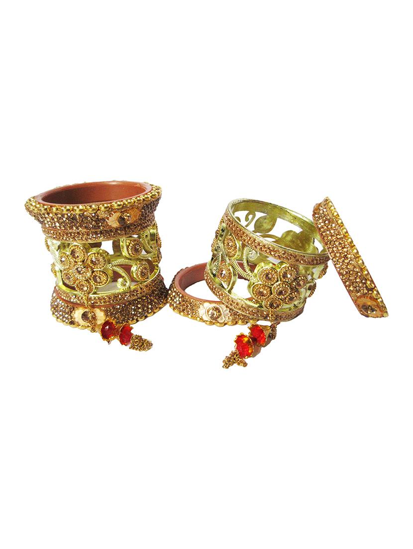 gold designer chuda set for women/girls - 18460554 - Standard Image - 2
