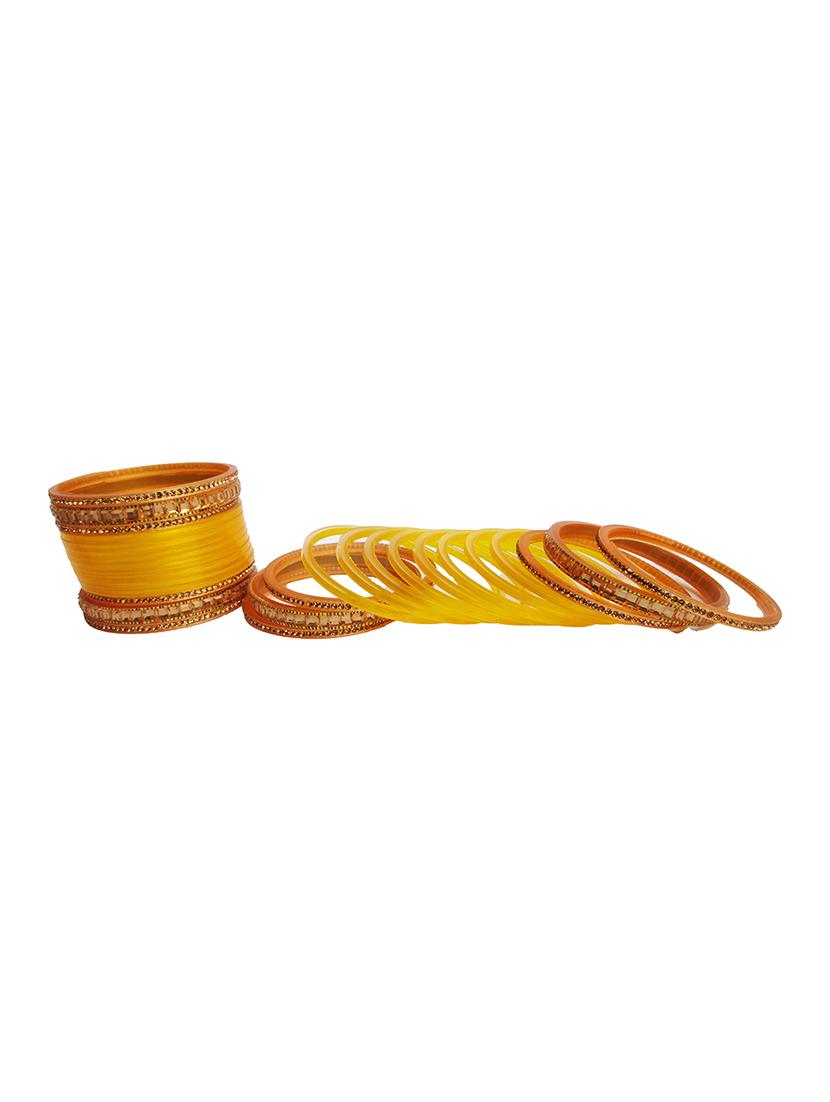 yellow designer chuda set for women/girls - 18460559 - Standard Image - 2