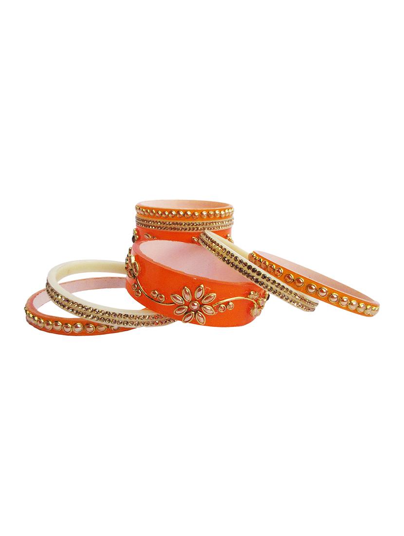 orange designer chuda set for women/girls - 18460563 - Standard Image - 2