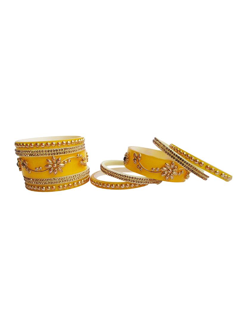 yellow designer chuda set for women/girls - 18460564 - Standard Image - 2