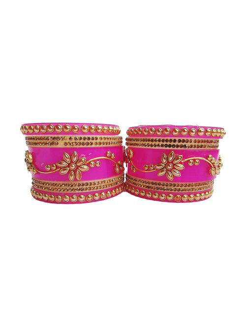 pink designer chuda set for women/girls - 18460566 - Standard Image - 0