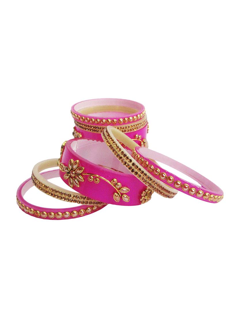 pink designer chuda set for women/girls - 18460566 - Standard Image - 2