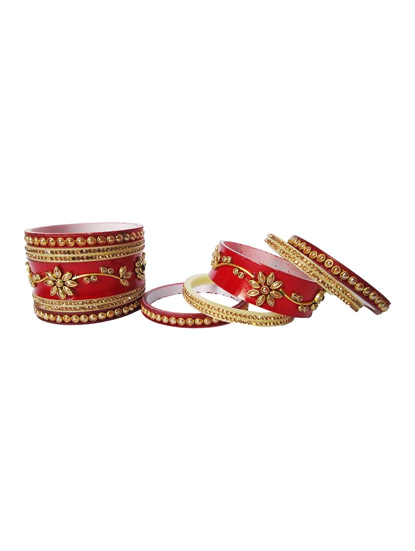 red designer chuda set for women/girls - 18460569 - Standard Image - 2
