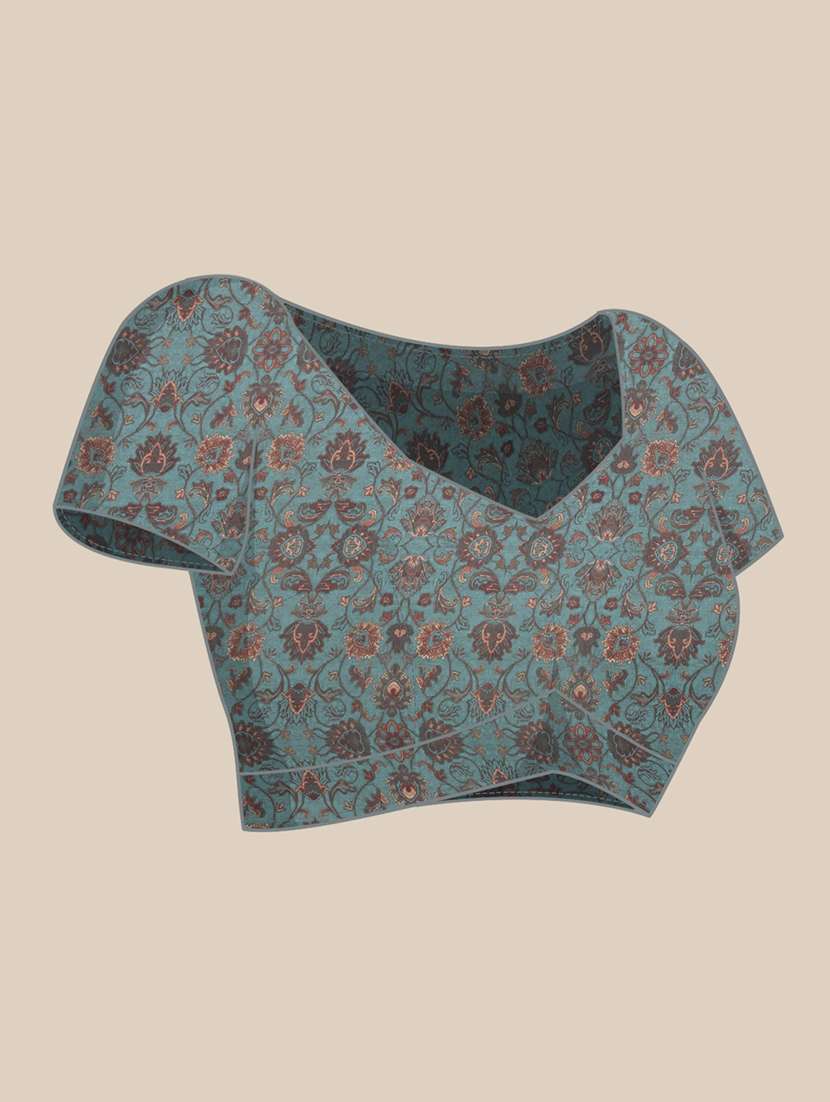 women's block print multi colored saree with blouse - 18460985 -  Standard Image - 2