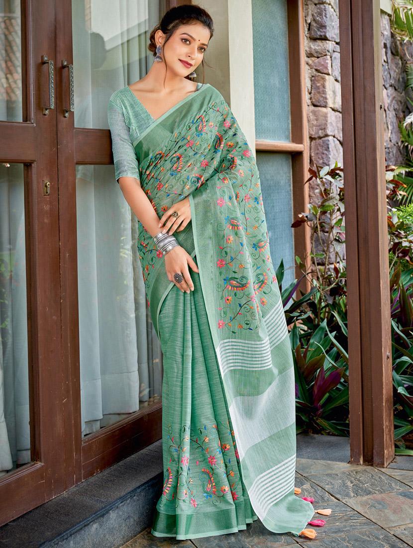 women's embroidered saree with blouse
