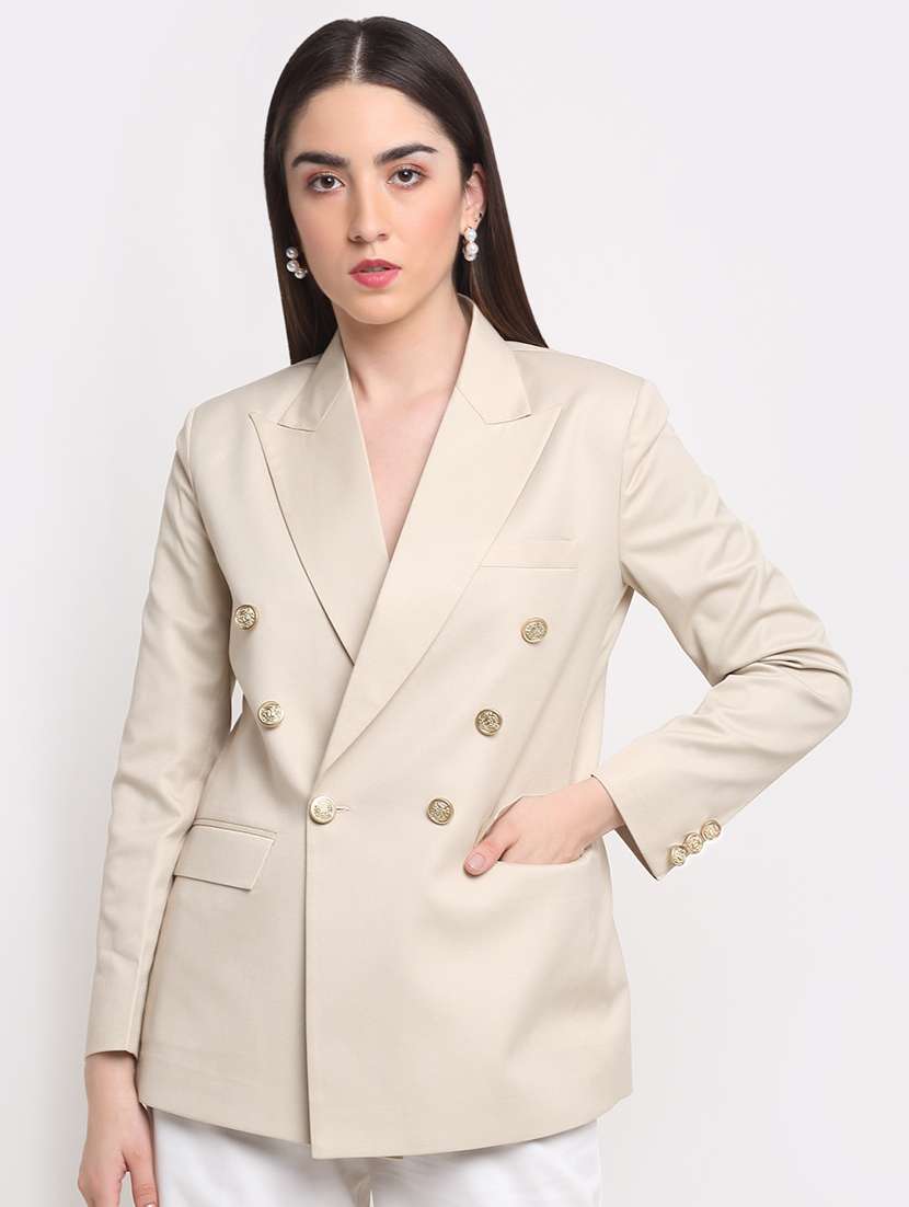 lapel neck solid formal blazer 