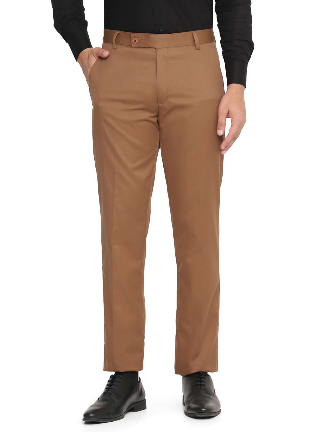 brown solid formal trouser